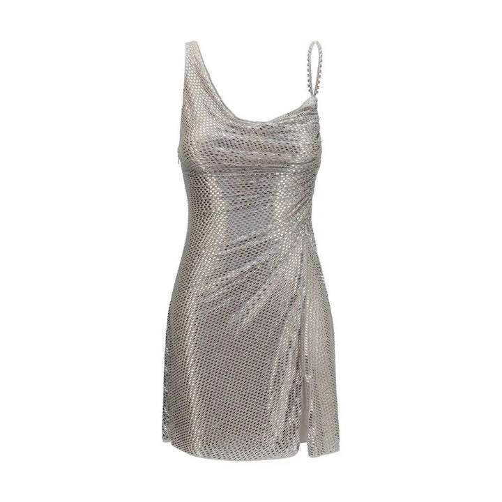 Self-Portrait Silver Polyester Cocktail Dress