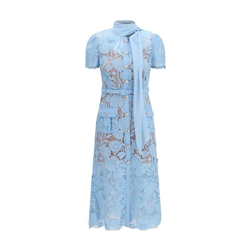 Self-Portrait Blue Polyester Casual Dress
