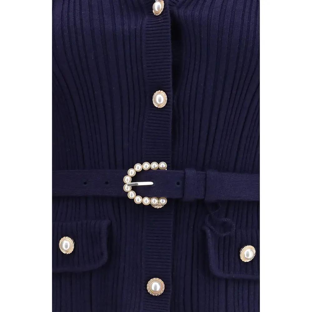 Self-Portrait Blue Polyamide Cardigan