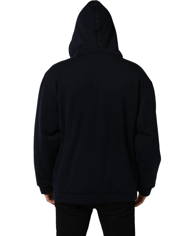 Dolce &amp; Gabbana Black Cotton Full Zip Hooded Bomber Jacket