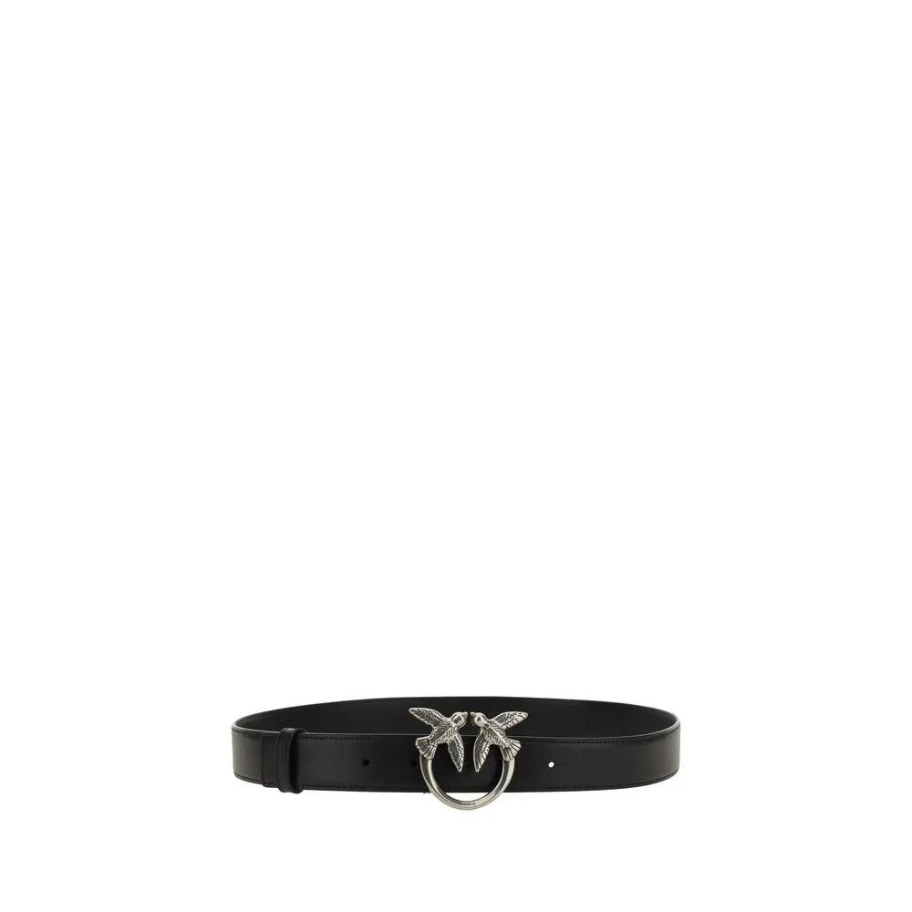 PINKO Sample Sale | PINKO Black Calf Leather Bos Taurus Regular Belt - | Designer outlet
