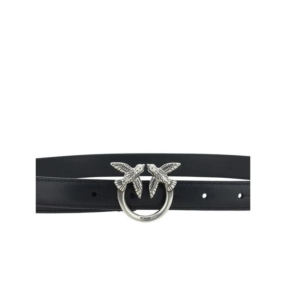 PINKO Black Calf Leather Bos Taurus Regular Belt