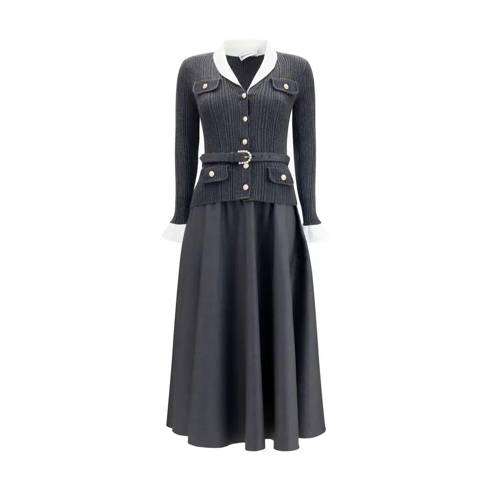 Self-Portrait Gray Polyamide Casual Dress
