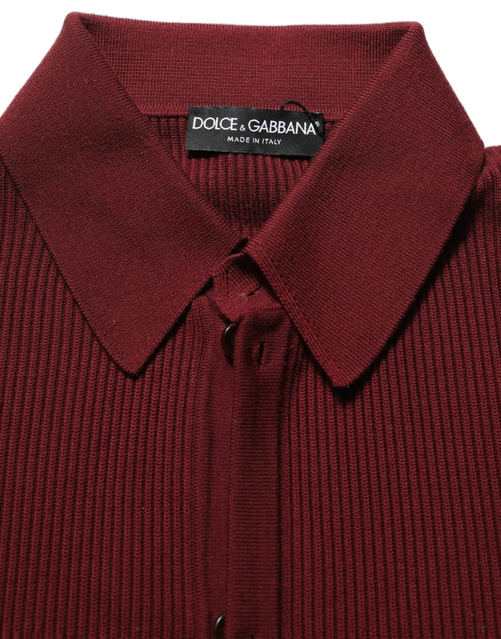 Dolce &amp; Gabbana Burgundy Wool Button Down Cardigan Sweater