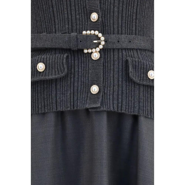 Self-Portrait Gray Polyamide Casual Dress