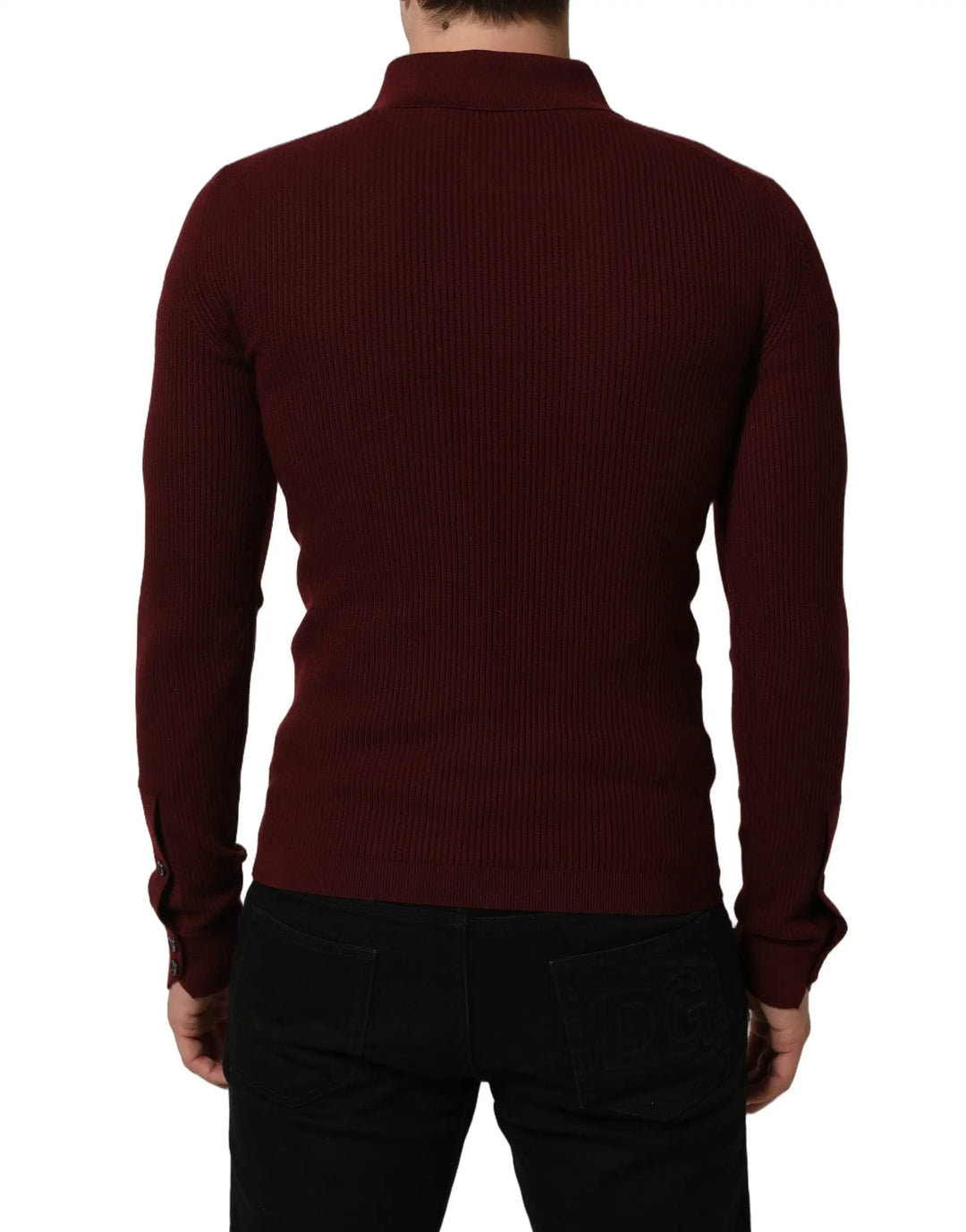 Dolce &amp; Gabbana Burgundy Wool Button Down Cardigan Sweater