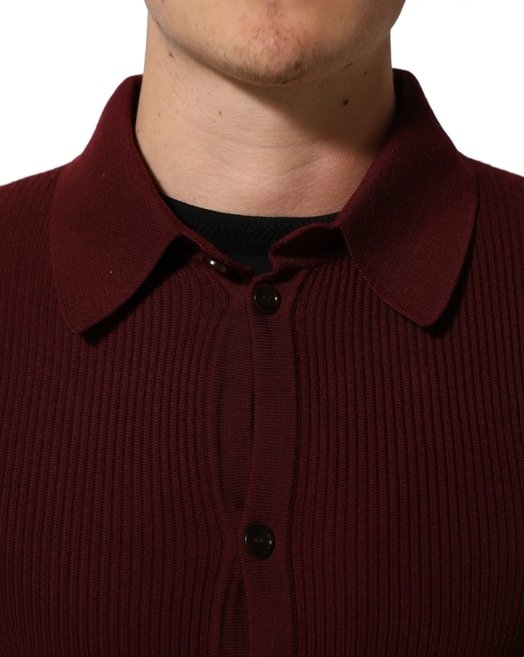 Dolce &amp; Gabbana Burgundy Wool Button Down Cardigan Sweater