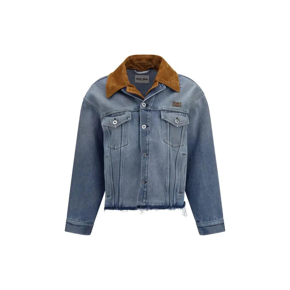 Miu Miu Sample Sale | Miu Miu Blue Cotton Denim Jacket - | Designer outlet
