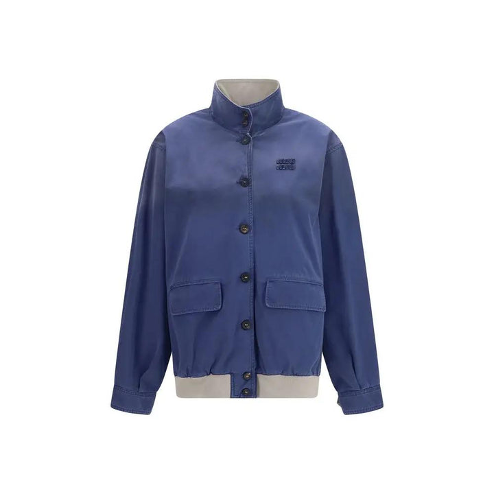 Miu Miu Sample Sale | Miu Miu Blue Cotton Bomber - | Designer outlet