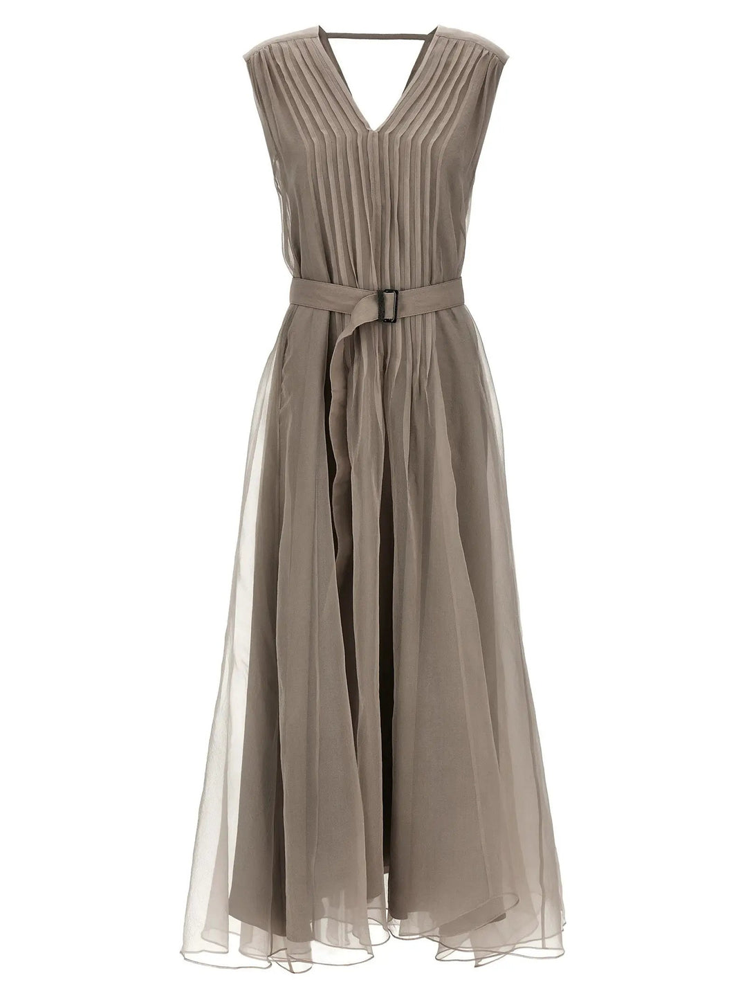Brunello Cucinelli Sample Sale | Brunello Cucinelli Beige Silk Long Dress - | Designer outlet