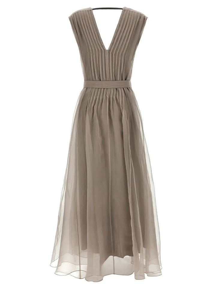 Brunello Cucinelli Sample Sale | Brunello Cucinelli Beige Silk Long Dress - | Designer outlet