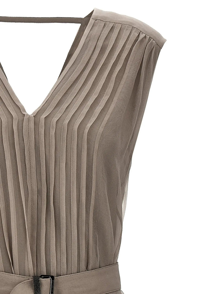 Brunello Cucinelli Sample Sale | Brunello Cucinelli Beige Silk Long Dress - | Designer outlet