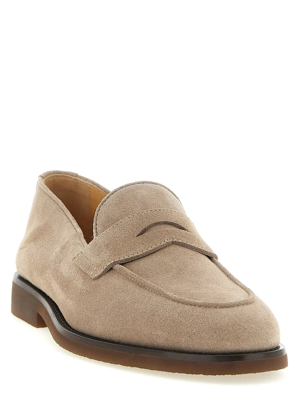 Brunello Cucinelli Sample Sale | Brunello Cucinelli Gray Calfskin Slip-On Loafers - | Designer outlet