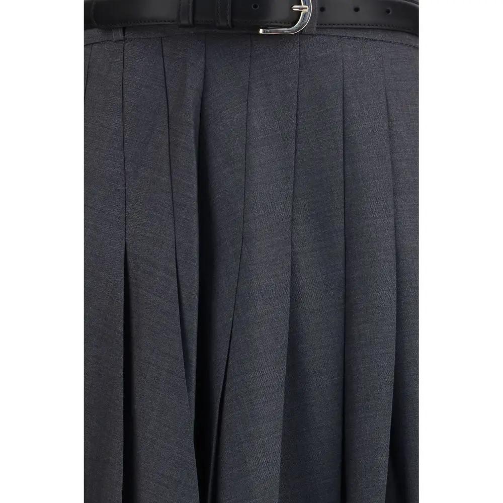Self-Portrait Gray Polyester Long Skirt