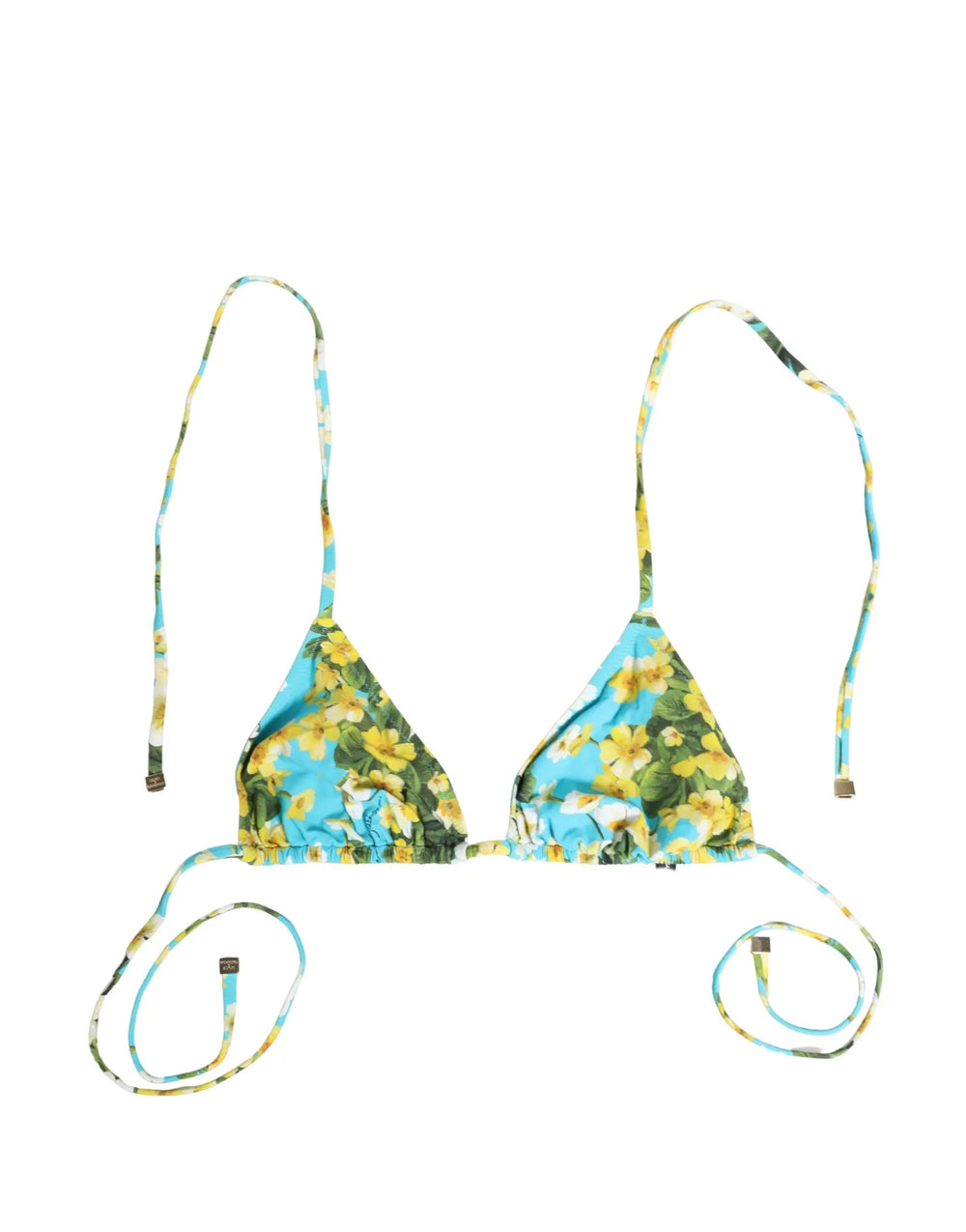 Dolce & Gabbana Sample Sale | Dolce & Gabbana Blue Floral Print Nylon Halter Bikini Top Swimwear - | Designer outlet