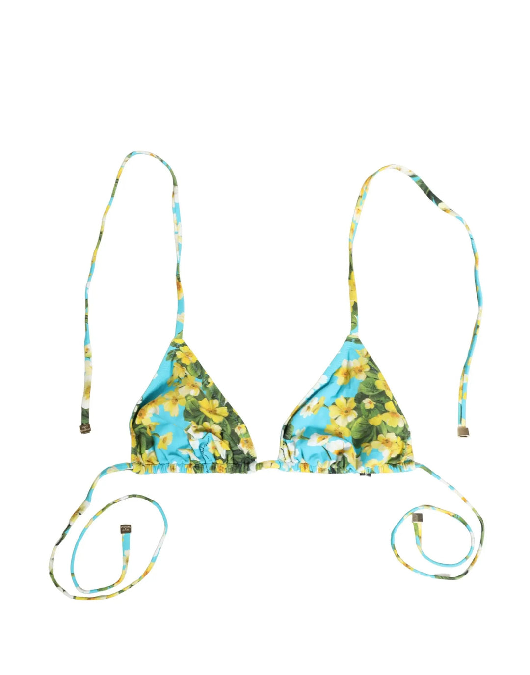Dolce &amp; Gabbana Sample Sale | Dolce &amp; Gabbana Blue Floral Print Nylon Halter Bikini Top Swimwear - | Designer outlet