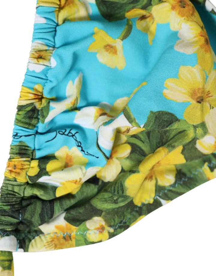 Dolce &amp; Gabbana Sample Sale | Dolce &amp; Gabbana Blue Floral Print Nylon Halter Bikini Top Swimwear - | Designer outlet