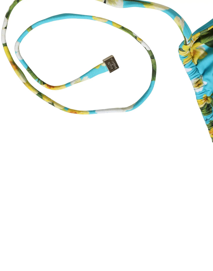 Dolce &amp; Gabbana Sample Sale | Dolce &amp; Gabbana Blue Floral Print Nylon Halter Bikini Top Swimwear - | Designer outlet