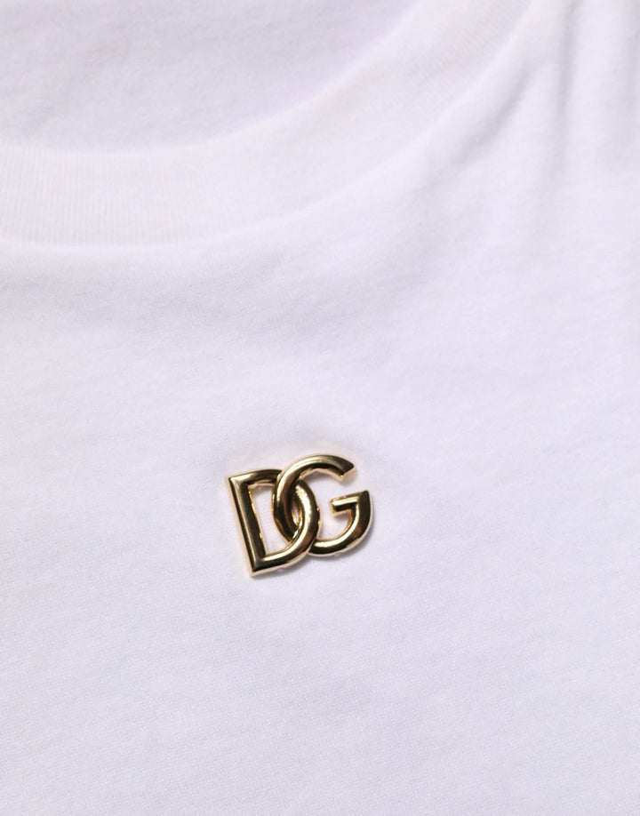 Dolce &amp; Gabbana White Metal DG Logo Short Sleeves T-shirt