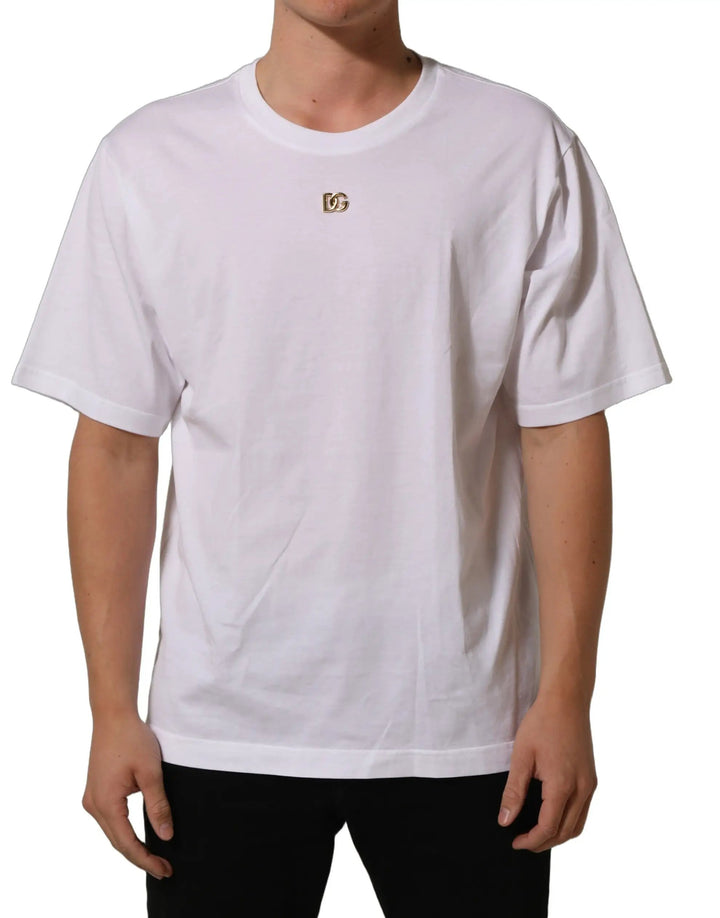 Dolce &amp; Gabbana White Metal DG Logo Short Sleeves T-shirt