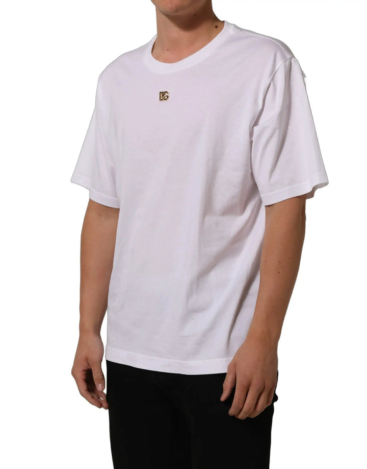 Dolce &amp; Gabbana White Metal DG Logo Short Sleeves T-shirt