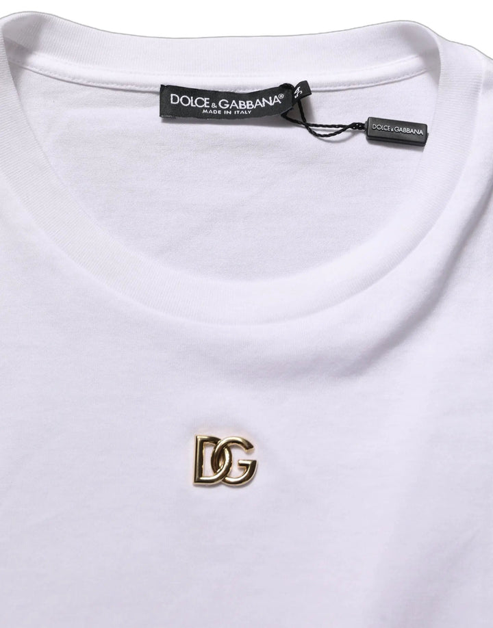 Dolce &amp; Gabbana White Metal DG Logo Short Sleeves T-shirt
