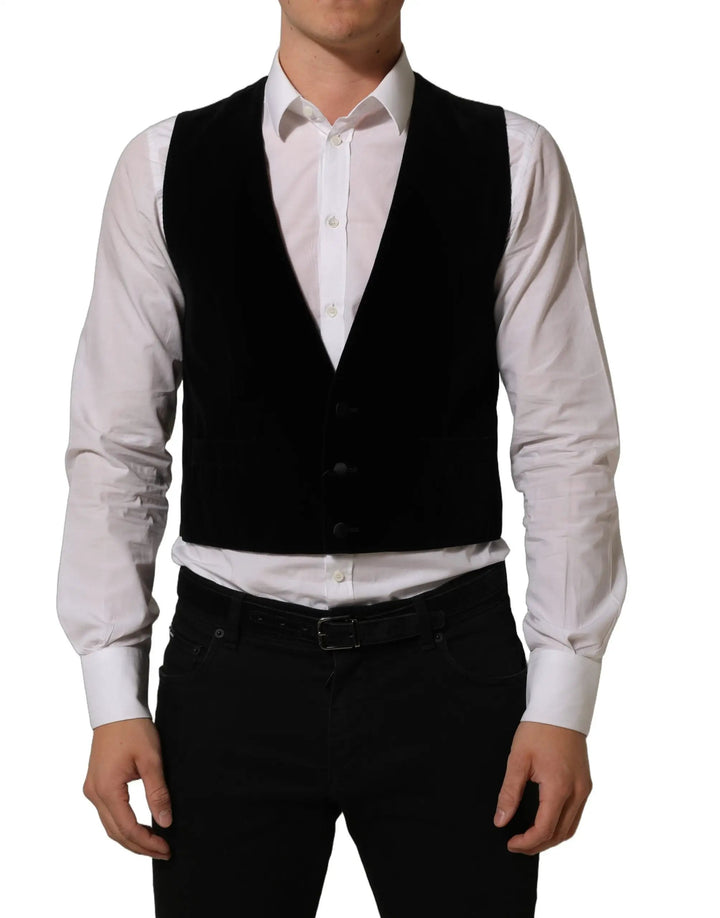 Dolce &amp; Gabbana Sample Sale | Dolce &amp; Gabbana Black Wool Blend Waistcoat Formal Dress Vest - | Designer outlet