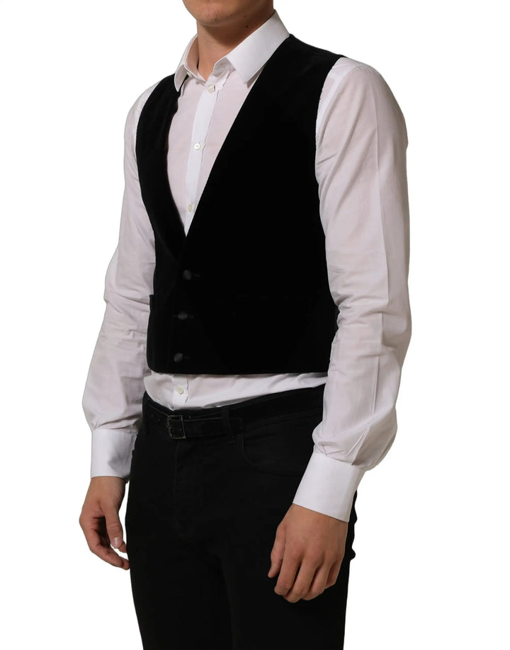 Dolce &amp; Gabbana Sample Sale | Dolce &amp; Gabbana Black Wool Blend Waistcoat Formal Dress Vest - | Designer outlet