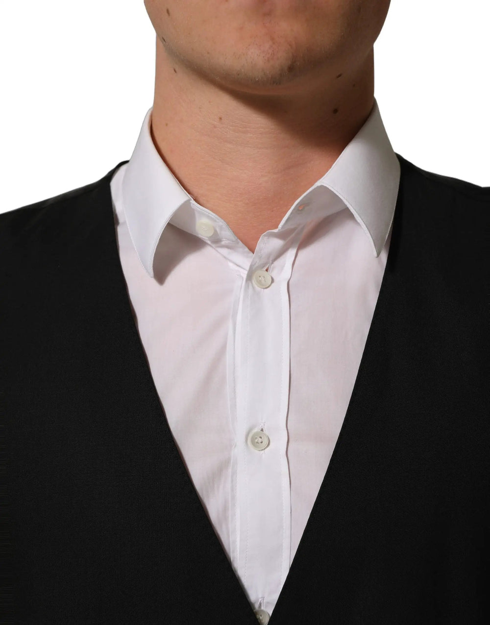 Dolce & Gabbana Sample Sale | Dolce & Gabbana Black Wool Stretch Waistcoat Formal Vest - | Designer outlet