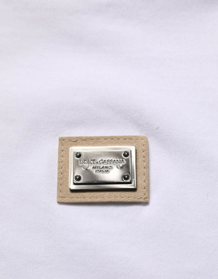 Dolce &amp; Gabbana Sample Sale | Dolce &amp; Gabbana White Cotton Logo Plaque Crew Neck T-shirt - | Designer outlet