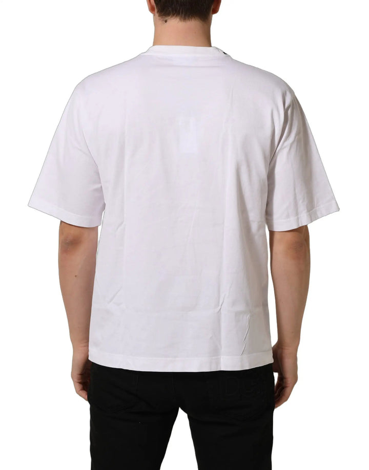 Dolce &amp; Gabbana Sample Sale | Dolce &amp; Gabbana White Cotton Logo Plaque Crew Neck T-shirt - | Designer outlet
