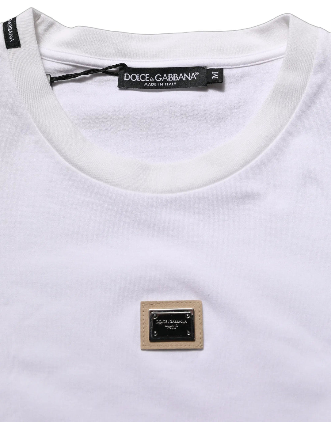 Dolce &amp; Gabbana Sample Sale | Dolce &amp; Gabbana White Cotton Logo Plaque Crew Neck T-shirt - | Designer outlet