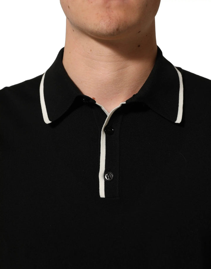 Dolce &amp; Gabbana Sample Sale | Dolce &amp; Gabbana Black Cotton Collared Short Sleeves Men Polo T-shirt - | Designer outlet
