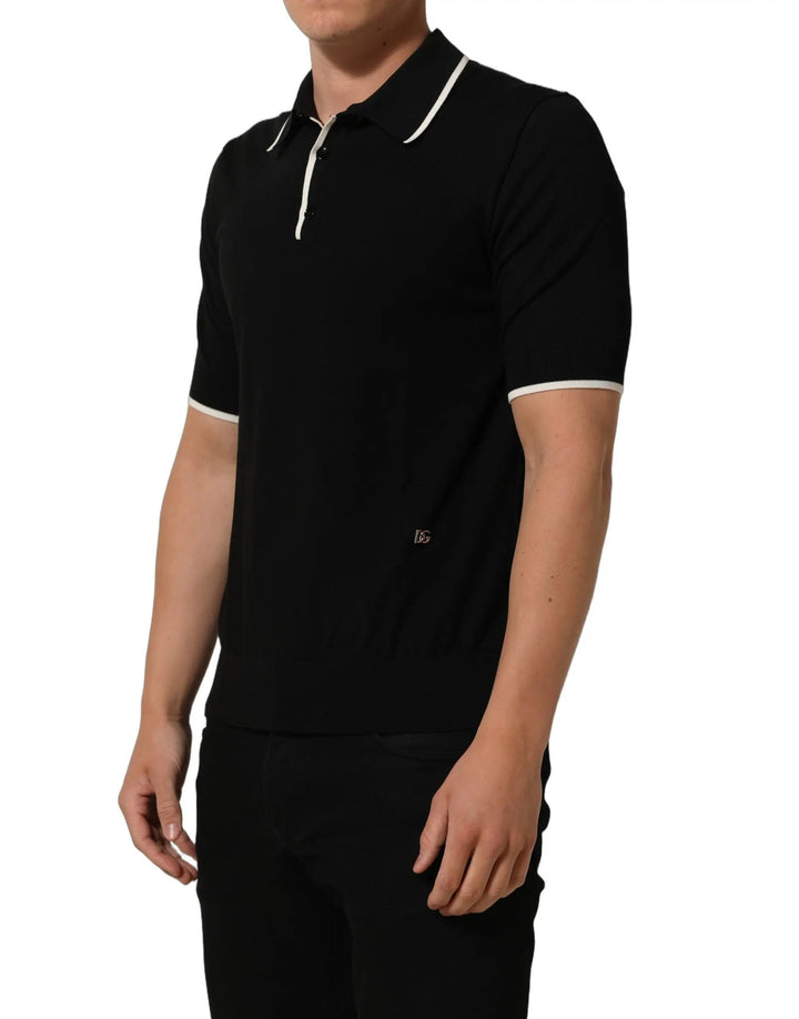 Dolce &amp; Gabbana Sample Sale | Dolce &amp; Gabbana Black Cotton Collared Short Sleeves Men Polo T-shirt - | Designer outlet