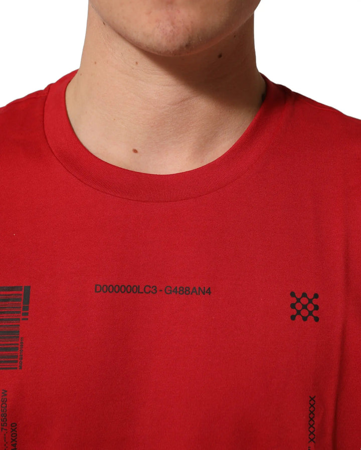 Dolce &amp; Gabbana Sample Sale | Dolce &amp; Gabbana Red Cotton Graphic Print Crew Neck T-shirt - | Designer outlet