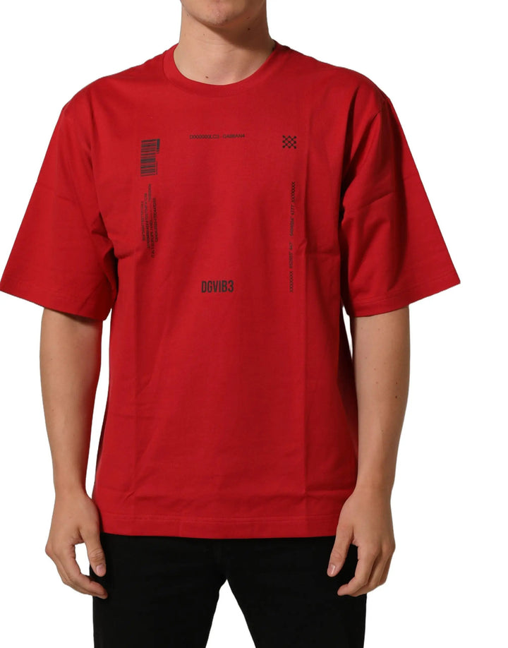 Dolce &amp; Gabbana Sample Sale | Dolce &amp; Gabbana Red Cotton Graphic Print Crew Neck T-shirt - | Designer outlet