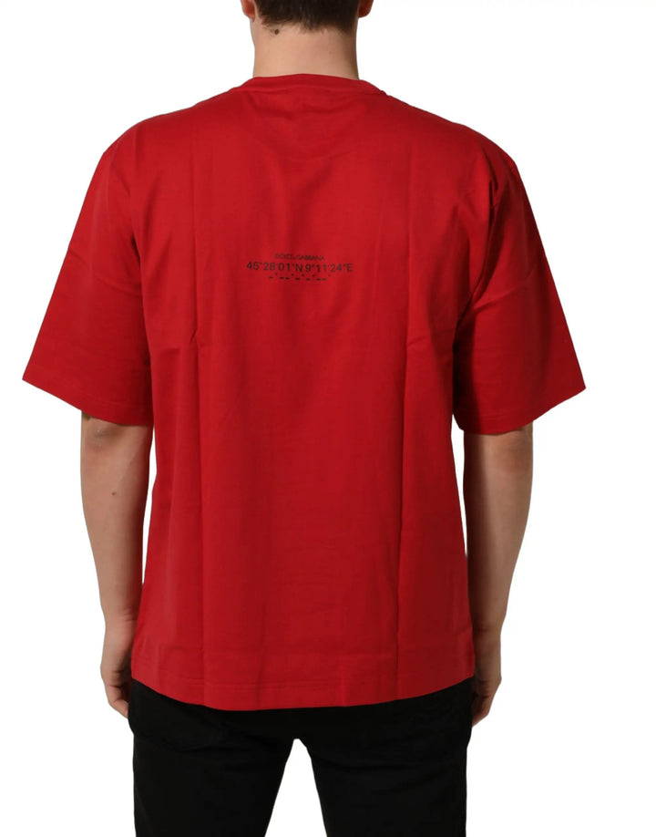 Dolce &amp; Gabbana Sample Sale | Dolce &amp; Gabbana Red Cotton Graphic Print Crew Neck T-shirt - | Designer outlet