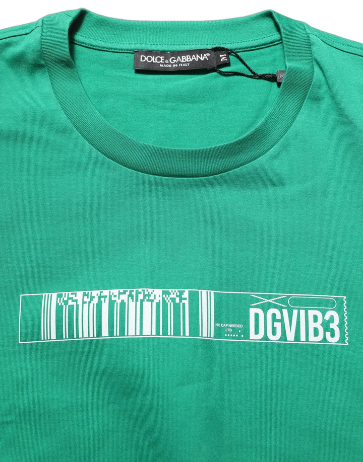 Dolce &amp; Gabbana Sample Sale | Dolce &amp; Gabbana Green Cotton DGVIB3 Print Crew Neck T-shirt - | Designer outlet