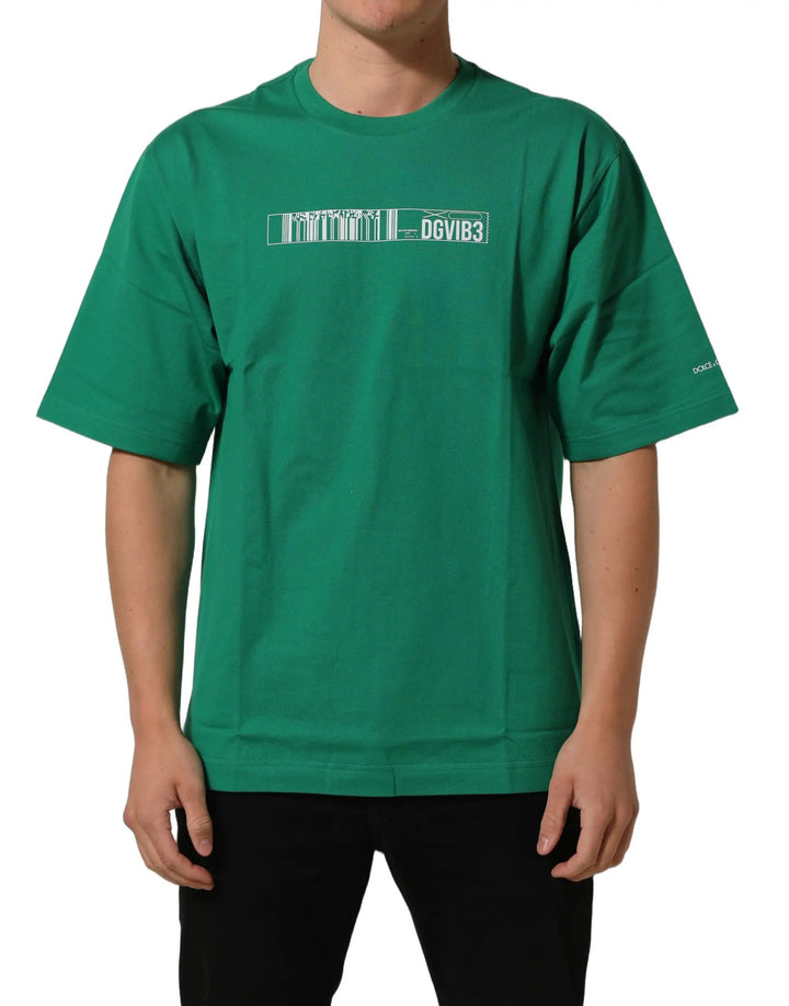Dolce &amp; Gabbana Sample Sale | Dolce &amp; Gabbana Green Cotton DGVIB3 Print Crew Neck T-shirt - | Designer outlet
