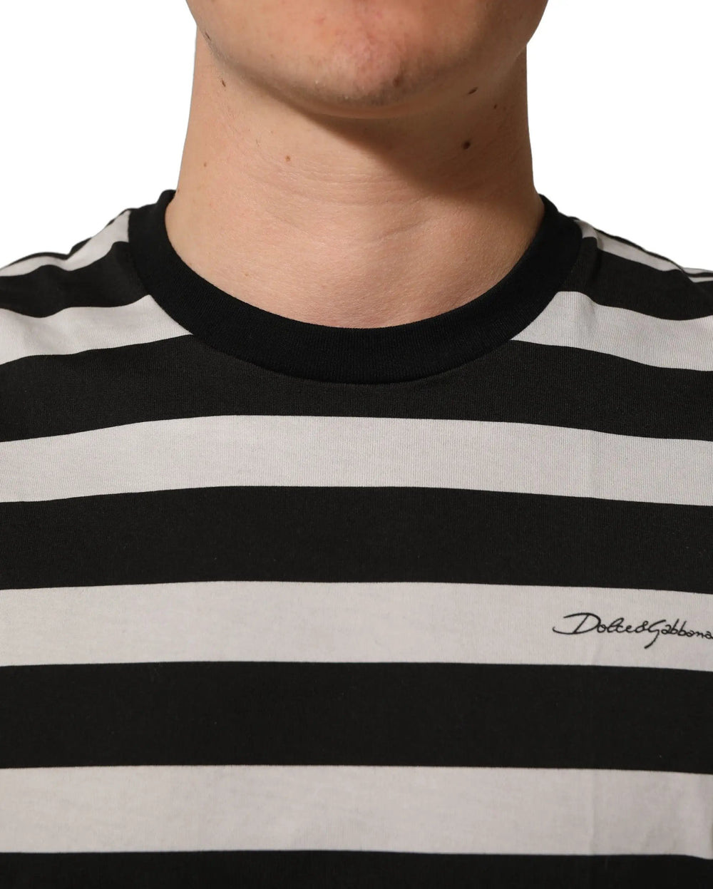 Dolce & Gabbana Sample Sale | Dolce & Gabbana Black White Stripes Cotton Sleeveless T-shirt - | Designer outlet