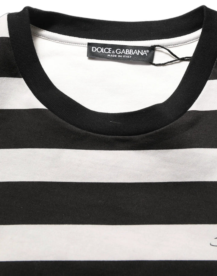 Dolce &amp; Gabbana Sample Sale | Dolce &amp; Gabbana Black White Stripes Cotton Sleeveless T-shirt - | Designer outlet