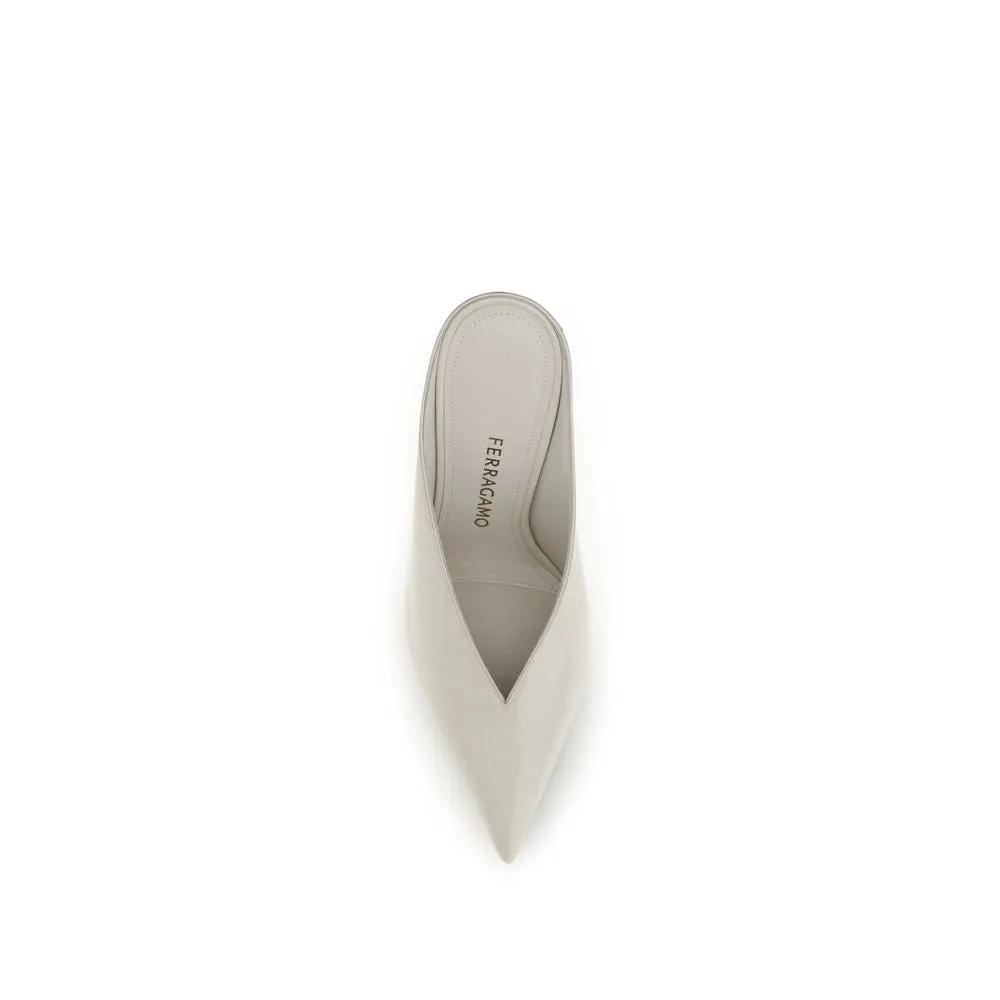 Ferragamo Beige Calf Leather Bos Taurus Mules