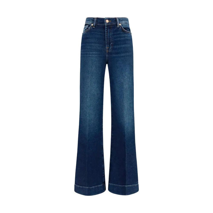 7FOR Blue Cotton Flared Jeans