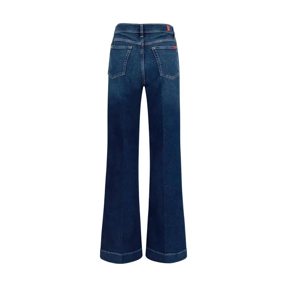 7FOR Blue Cotton Flared Jeans