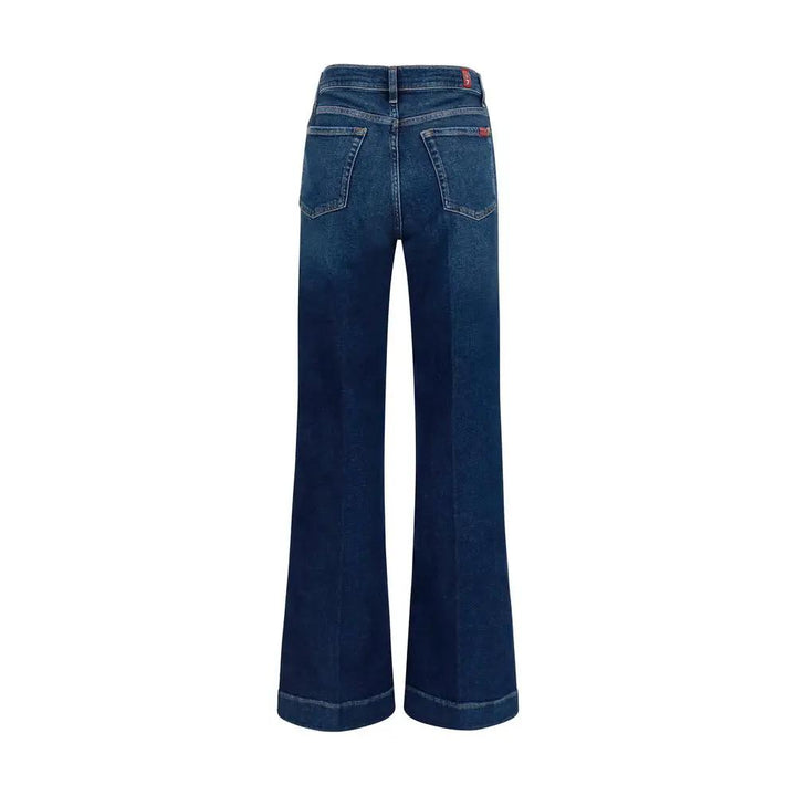 7FOR Blue Cotton Flared Jeans