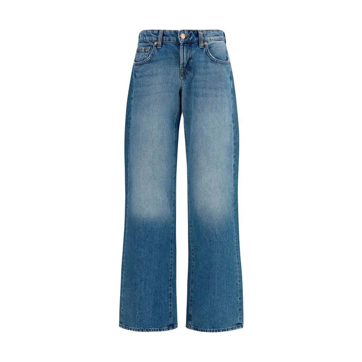 7FOR Blue Cotton Straight-Leg Jeans