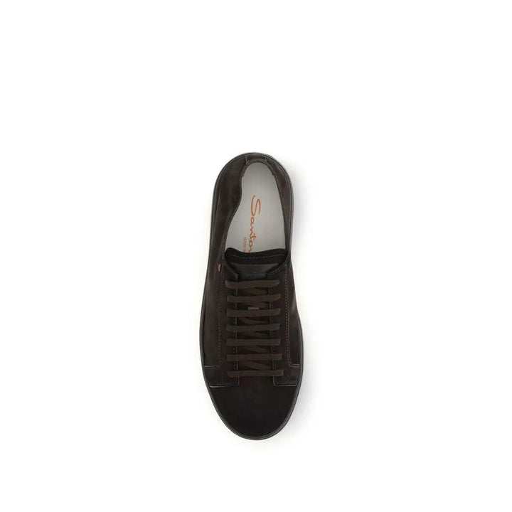 Santoni Brown Calf Leather Bos Taurus Sneakers