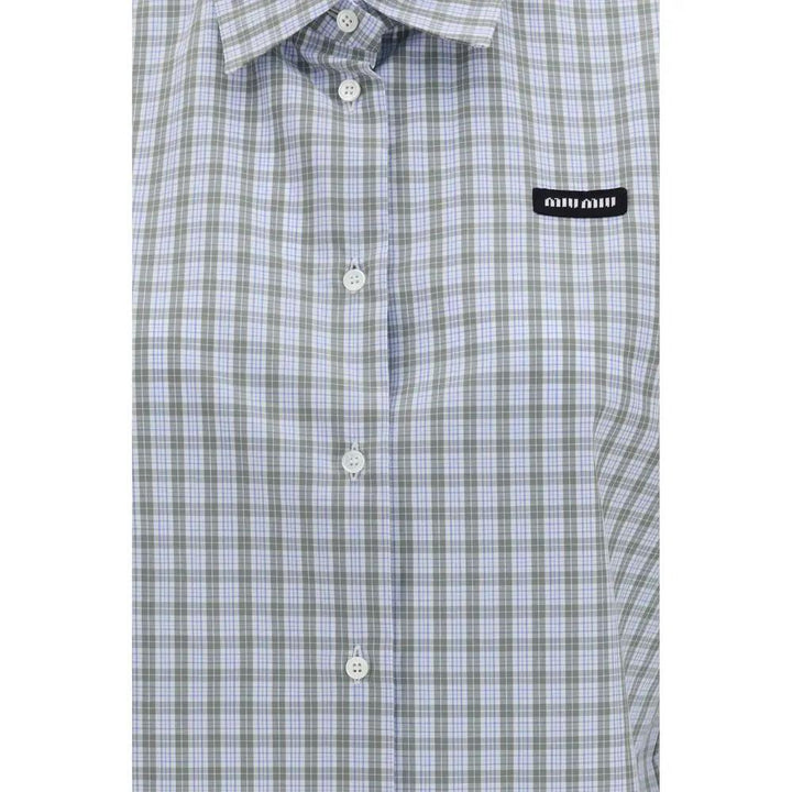 Miu Miu Blue Cotton Pattern Shirt