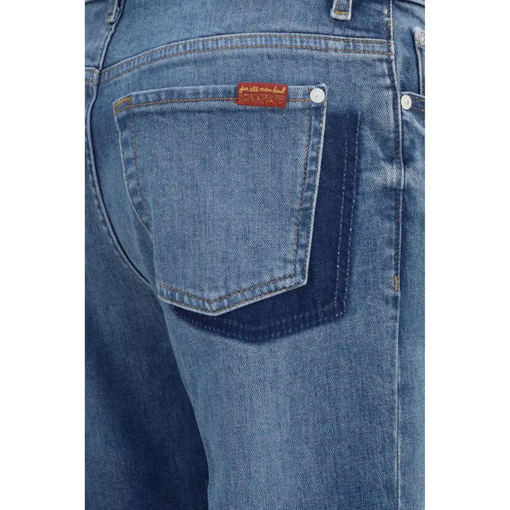 7FOR Blue Cotton Straight-Leg Jeans