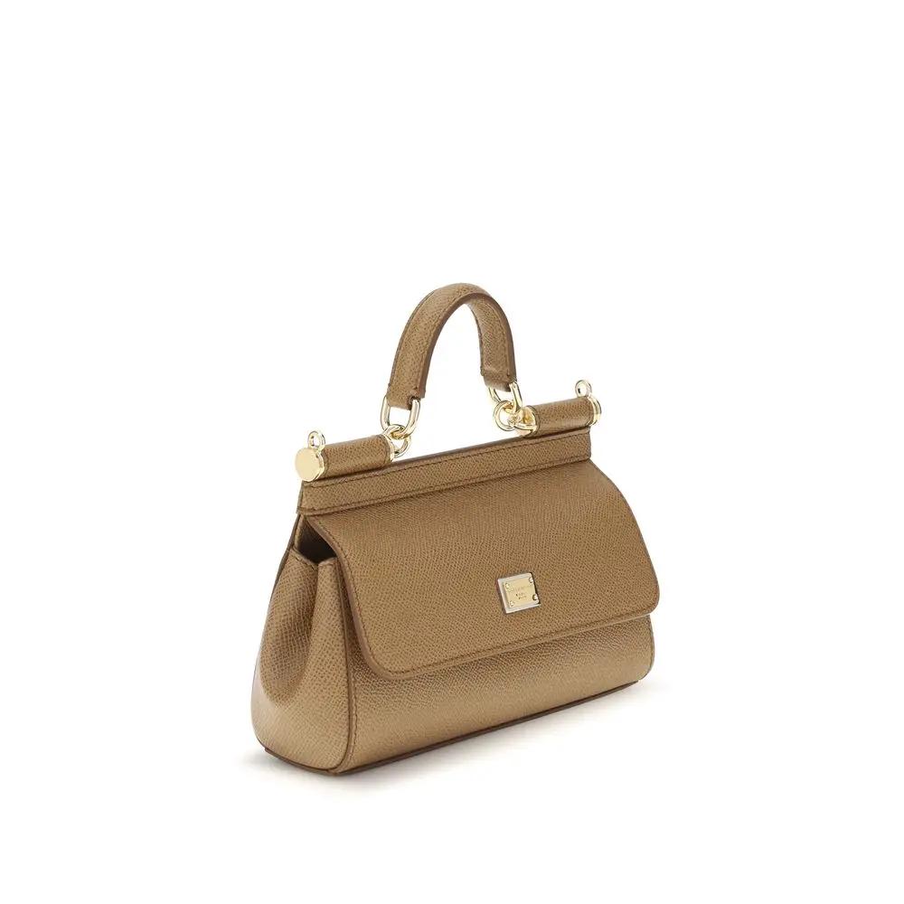 Dolce &amp; Gabbana Beige Calf Leather Bos Taurus Handbag